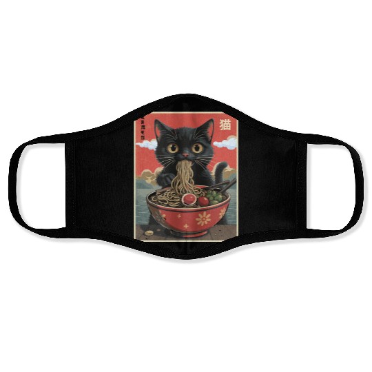 Cat Ramen Japanese Face Masks