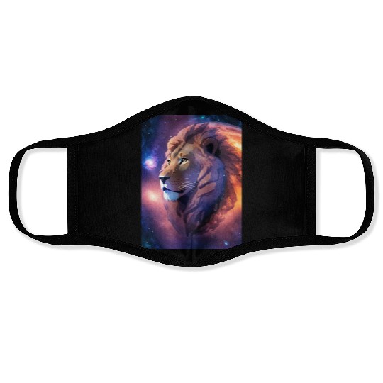Cosmic Lion: King of the Galaxy Face Masks