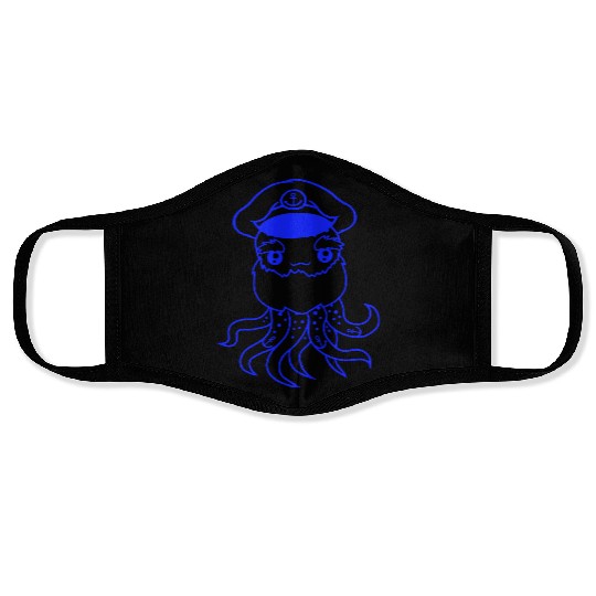 Old Octopus Octopus Cephalopod Funny Captain Squid Face Masks