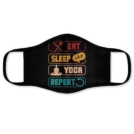 Eat Sleep Yoga Repeat Mindfulness Lifestyle Face Masks