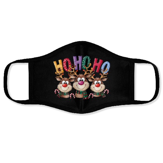 Ho Ho Ho Deer, Merry Christmas Face Masks