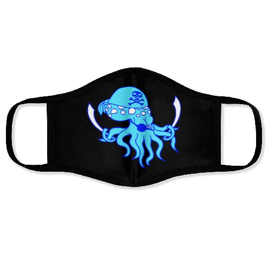 Evil Octopus Pirate Cool Cephalopod Squid Cartoon Face Masks