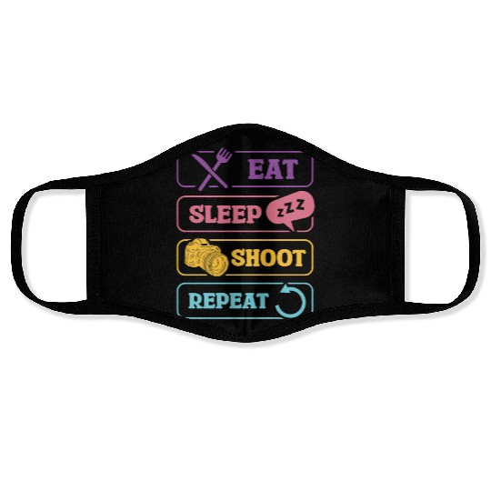 Eat Sleep Shoot Repeat Photography Enthusiast Face Masks
