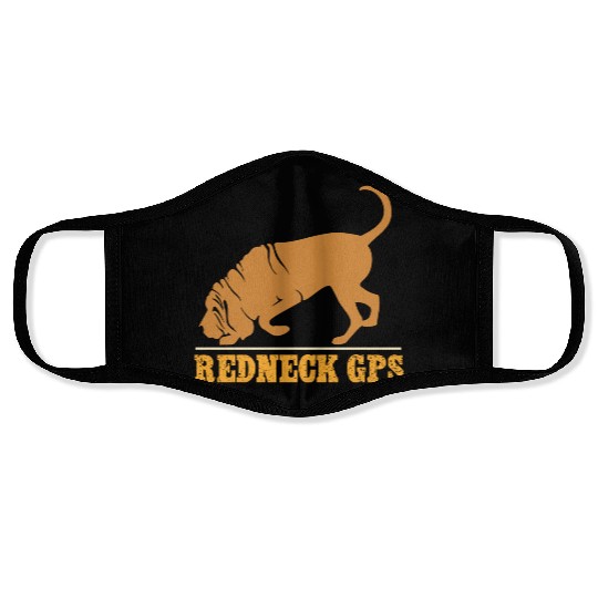Redneck GPS | Funny Bloodhound | NickerStickers® Face Masks