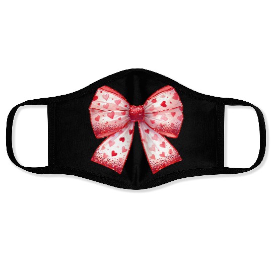Red Heart Bow, Valentine Day Face Masks