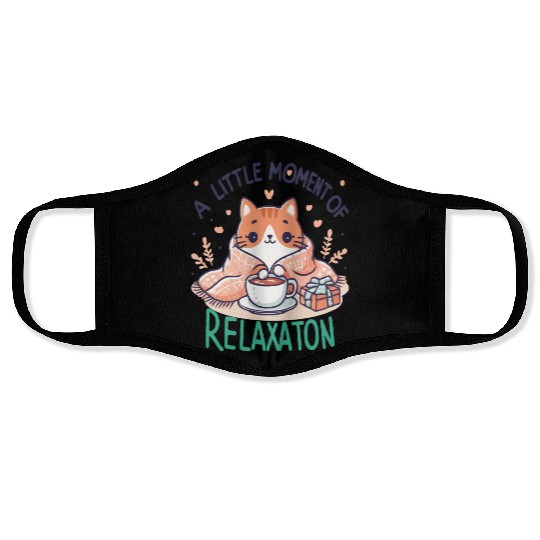 gift idea funny quote relaxation design kawaii cat Face Masks