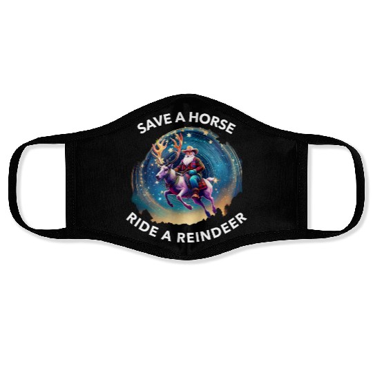 Save a Horse Ride a Reindeer Santa Clause Face Masks