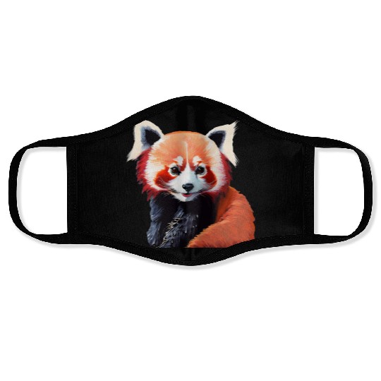 Happy red panda Face Masks