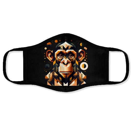 geometric abstract chimpanzee art design Face Masks