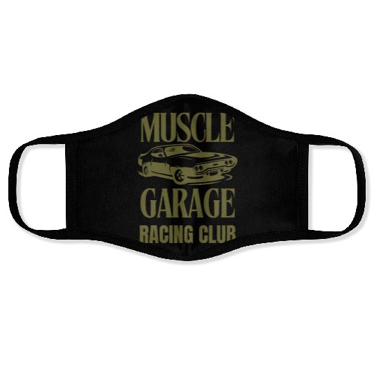 Muscle garage racing club Face Masks