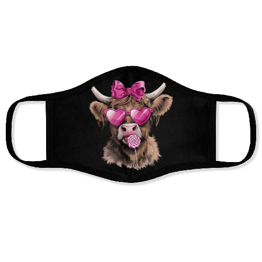 Highland Cow Valentines, Valentines Day, Retro Face Masks