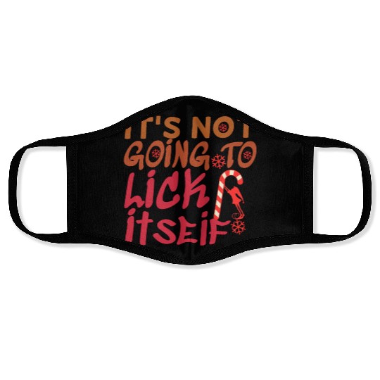 Christmas Candy Cane Not Going Lick Itself Funny Face Masks