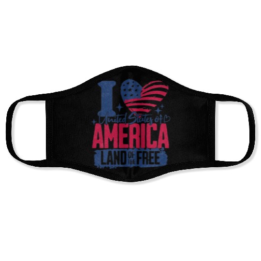 Patriotic "I Love America" Face Masks
