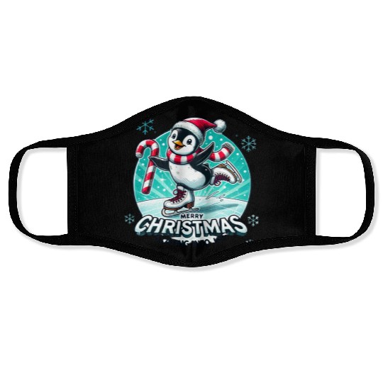 Penguin Ice Skating Christmas Fun Face Masks