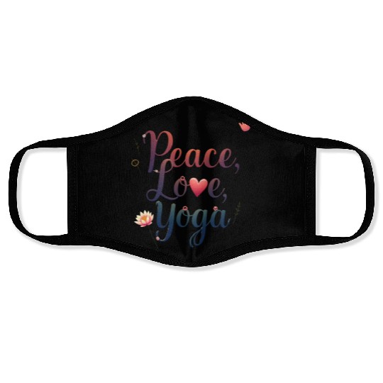 Peace Love Yoga Inspirational Design Face Masks