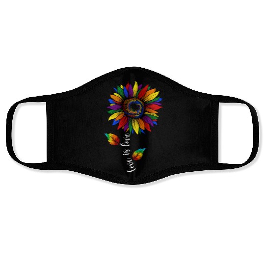 Rainbow Sunflower Love Is Love LGBT Pride Face Masks