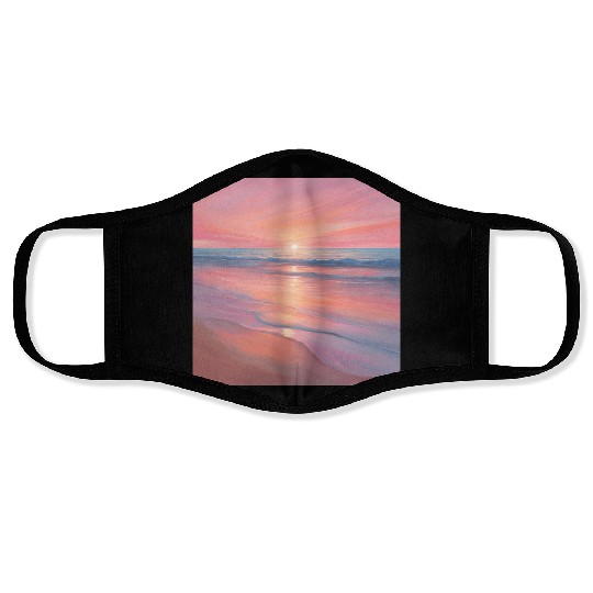 Pink Sunset Ocean Scene Face Masks