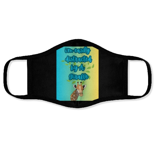 i m easily distracted by A giraffe design animal Face Masks