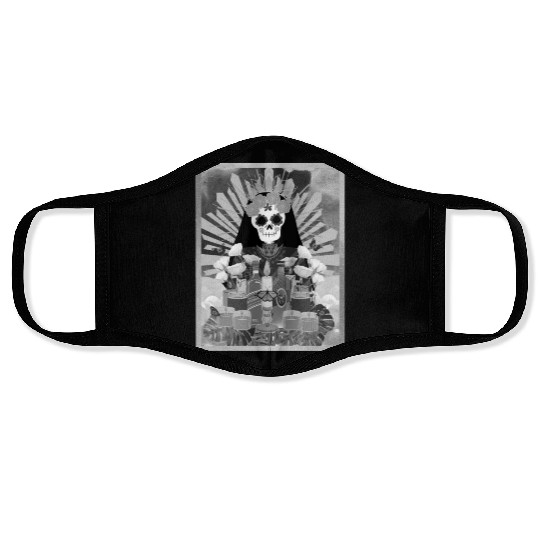 Butterfly Black and White Santa Muerte Face Masks