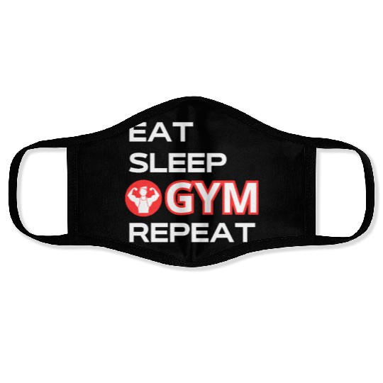 Eat Sleep Gym Repeat - Motivational Fitness Face Masks
