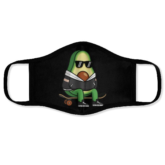 Skater Avocado Skateboard Streetwear Face Masks