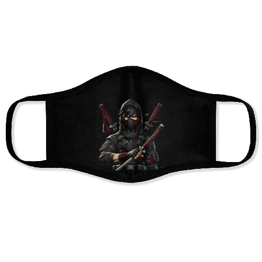 Stealth Assassin with Dual Katana Face Masks