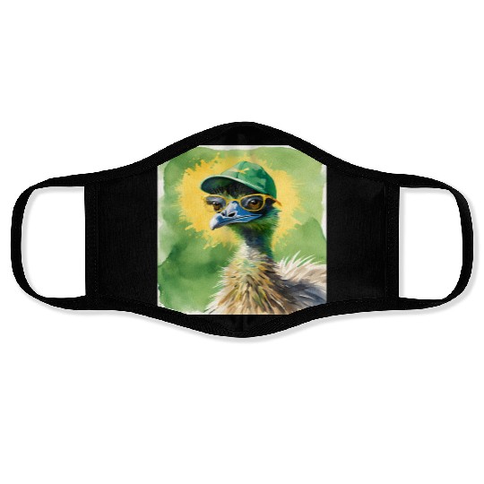 Green and Gold Emu Face Masks