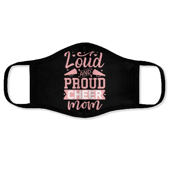 Loud And Proud Cheer Mom Heart Cheerleader Sports Face Masks