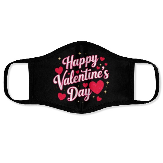 Retro Modern Elegant Happy Valentine's Day Hearts Face Masks
