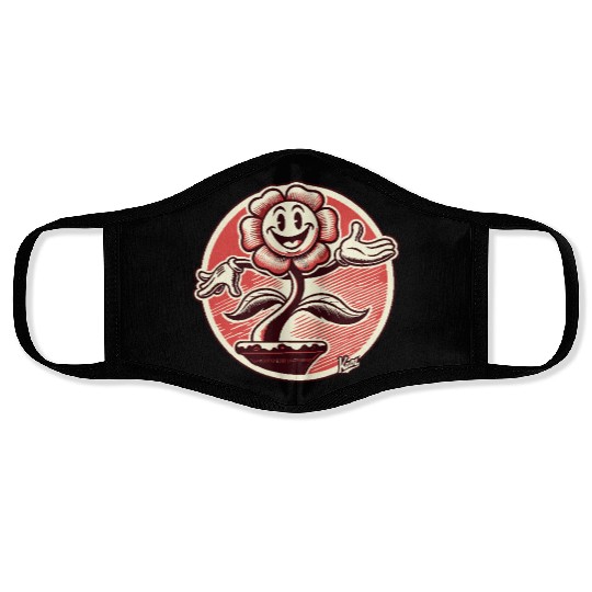 Funny Retro Cartoon Flower Face Masks