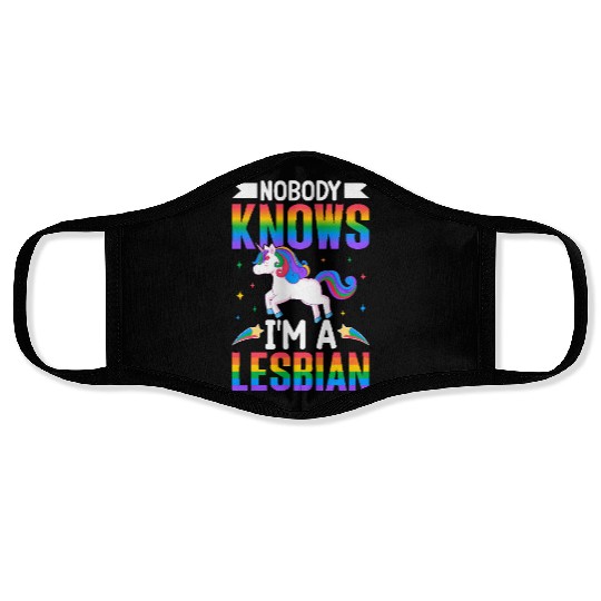 Nobody Knows I'm A Lesbian Pride LGBTQ Rainbow Face Masks