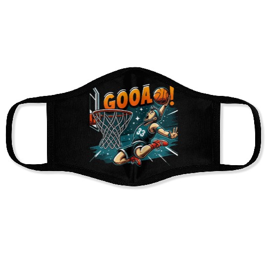 Dynamic Basketball Slam Dunk Illustratio Face Masks