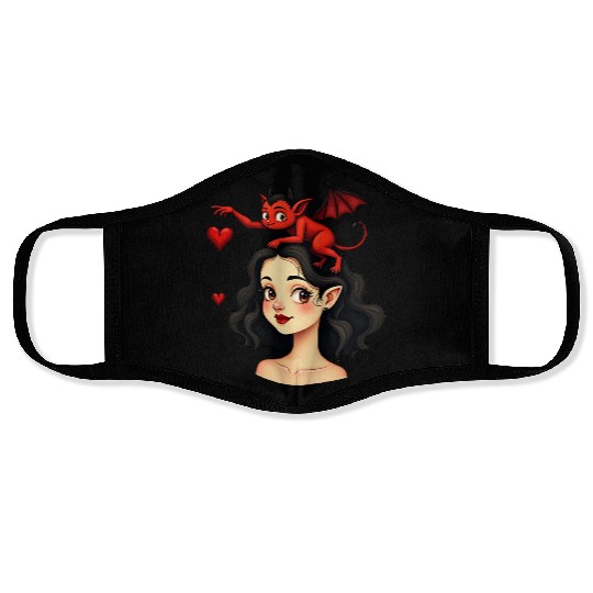 Love devil Face Masks