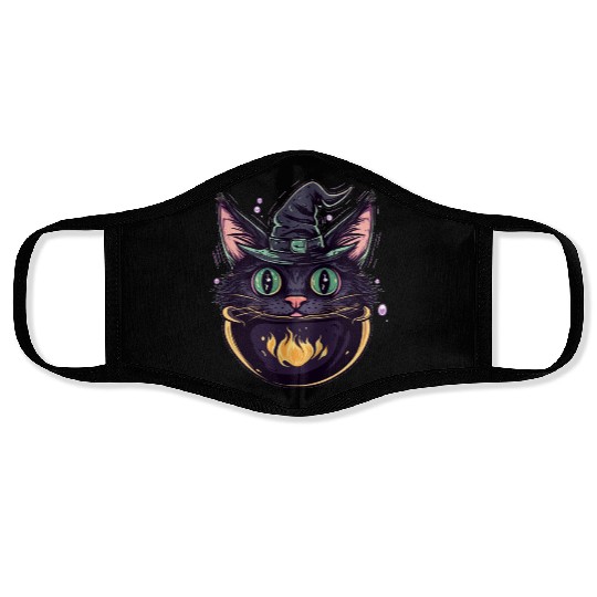 Cat Boiler Cat Witch Halloween Face Masks