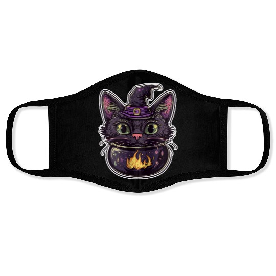 Cat Boiler Cat Witch Halloween Face Masks
