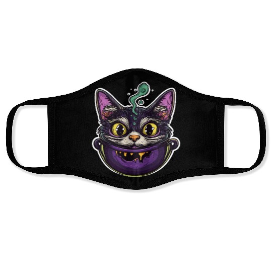 Cat Boiler Cat Witch Halloween Face Masks
