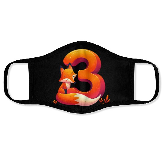Creative Fox and Number 3 Kids Design Face Masks