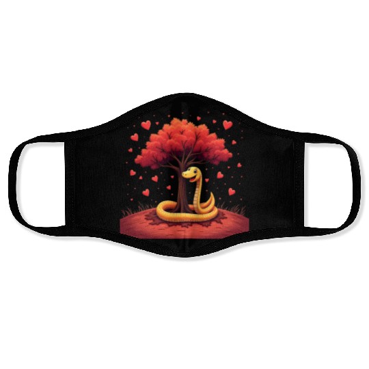 I love my snake heart tree Face Masks