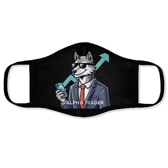 alpha trader wolf Face Masks