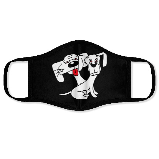 2 Dogs Looking Funny Silly Sitting Cool Team Crew Face Masks