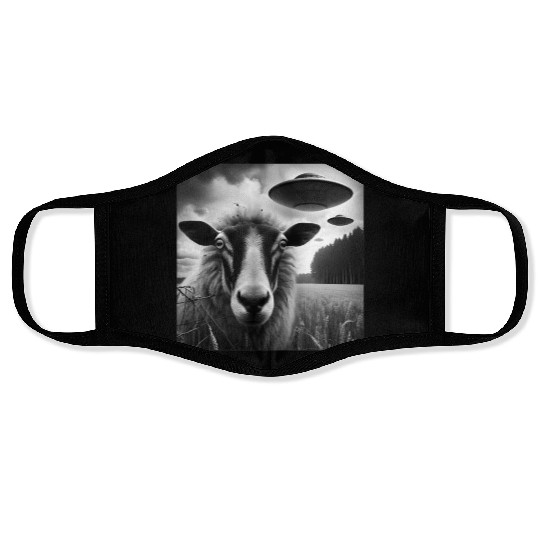 Sheep ram2, lamb Funny Graphic Selfie with UFOs We Face Masks