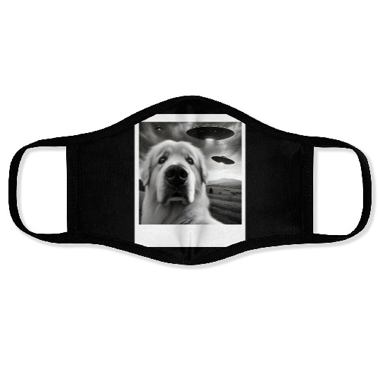 Great Pyrenees Funny Graphic Selfie with UFOs Weir Face Masks