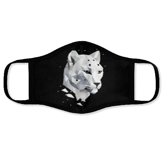 Geometric Snow Leopard - Elegance of the Wild Face Masks