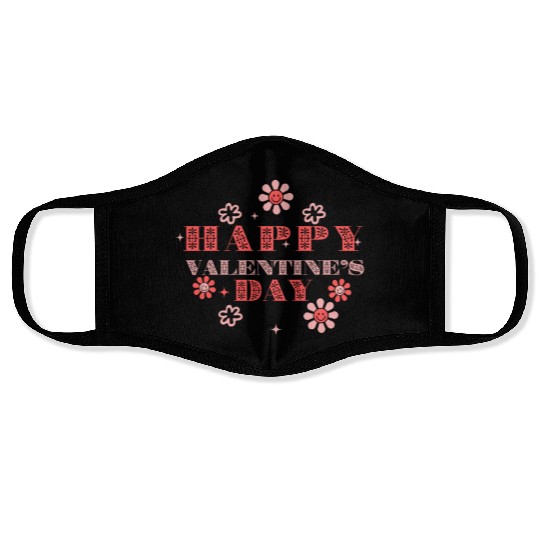 Red and Black Floral Valentine s Day Face Masks