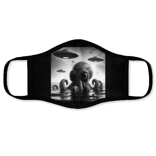 Octopus 2squid Funny Graphic Selfie with UFOs Weir Face Masks