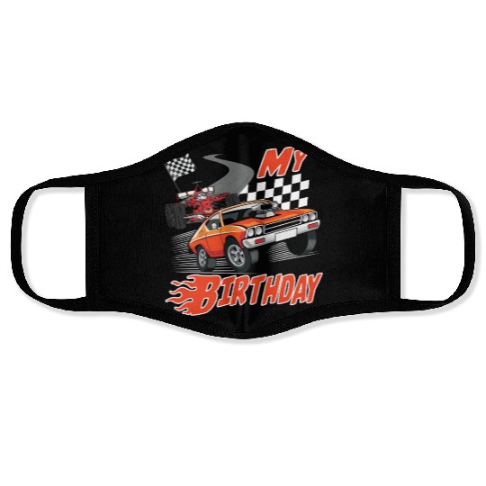 Fun My Birthday Race Car Boys Girls Youth Men Face Masks