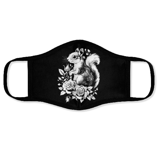 Squirrel Aesthetics Rose Flowers Chipmunk Face Masks