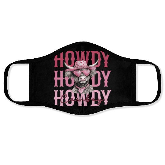 Highland cow - Howdy Cowboy Face Masks