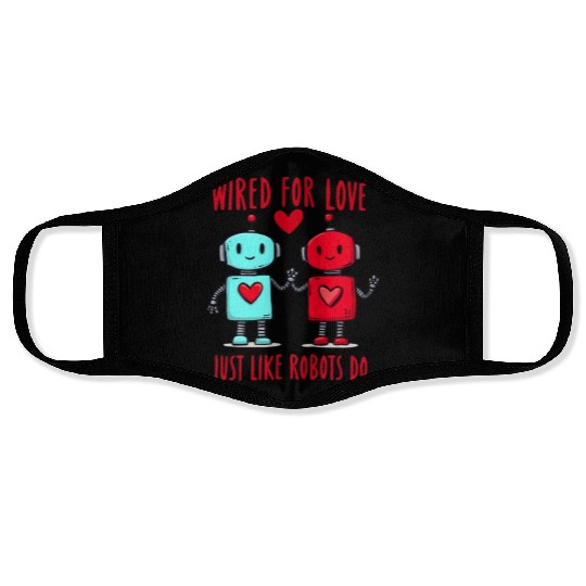 Valentine's Day Gift: Two Robots in Love on Bella Face Masks