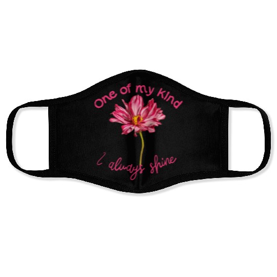 Positive quote pink Cosmos flower self-affirmation Face Masks